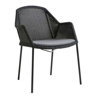 An Image of Cane-line Breeze Outdoor Set of 2 Stackable Chairs with Seat Cushion