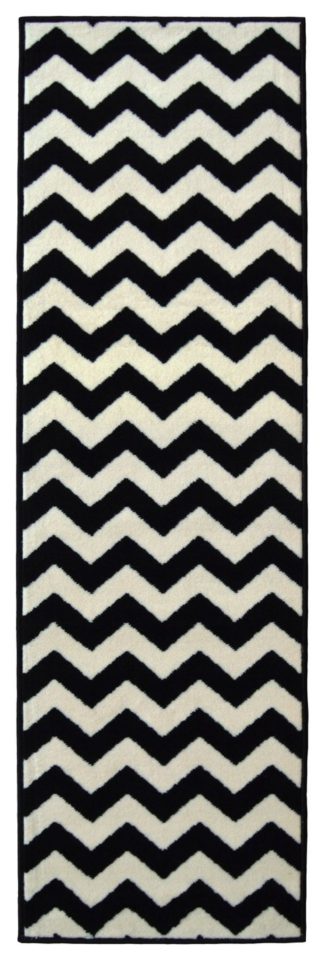 An Image of Homemaker Chevron Monochrome Runner - 185x60cm - Black