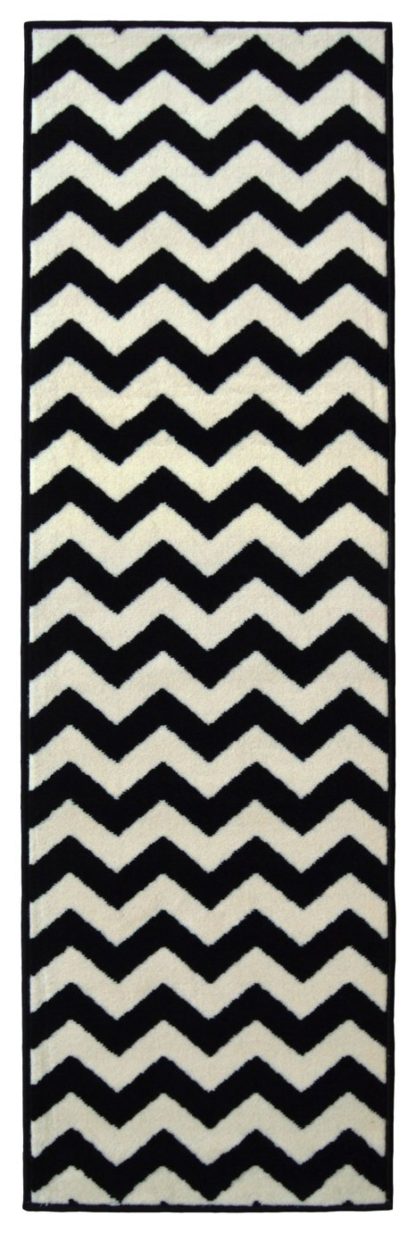 An Image of Homemaker Chevron Monochrome Runner - 185x60cm - Black