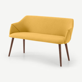 An Image of Lule Dining Bench, Yellow & Walnut leg