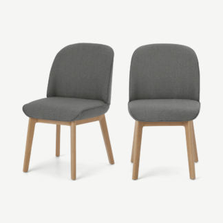 An Image of Erdee Set of 2 Dining Chairs, Ashen Grey Weave