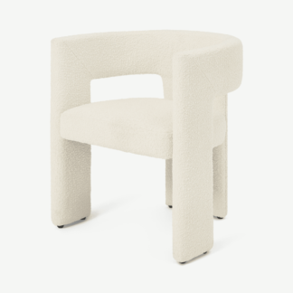 An Image of Kalaspel Dining Chair, Whitewash Boucle