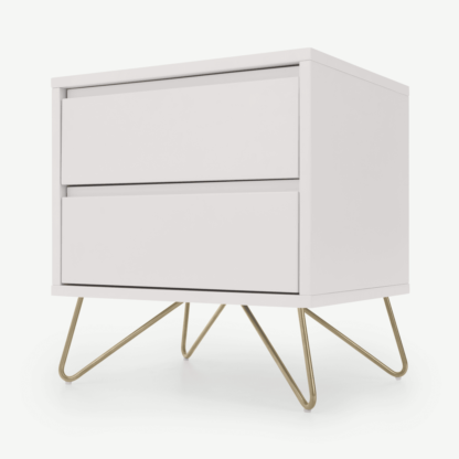 An Image of Elona Bedside Table, Ivory White & Brass