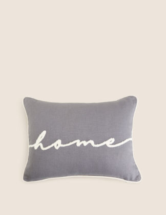 An Image of M&S Cotton Home Slogan Small Bolster Cushion