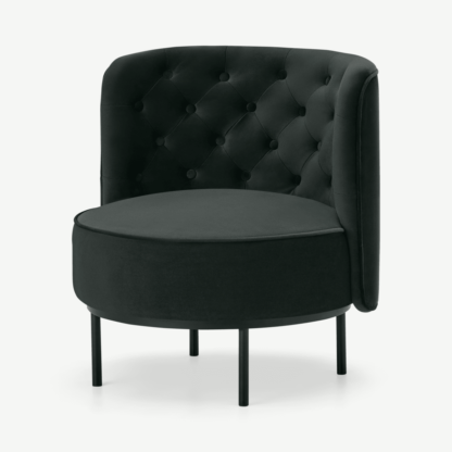 An Image of Ethel Cocktail Accent Chair, Dark Anthracite Velvet