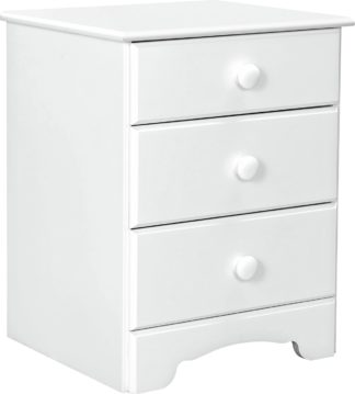 An Image of Argos Home Nordic 3 Drawer Bedside Table - Soft White