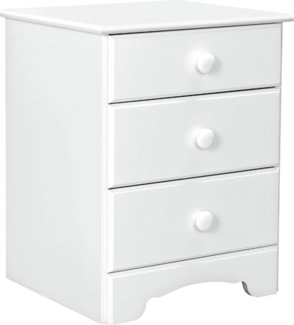 An Image of Argos Home Nordic 3 Drawer Bedside Table - Soft White