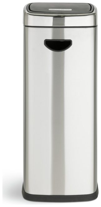 An Image of Habitat 30 Litre Square Touch Top Bin - Silver