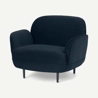 An Image of Cameo Accent Armchair, Sapphire Blue Velvet