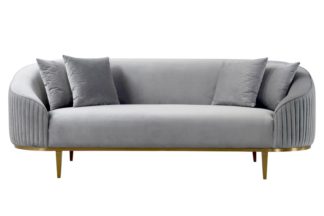 An Image of Ella Three Seat Sofa - Dove Grey - Brass base