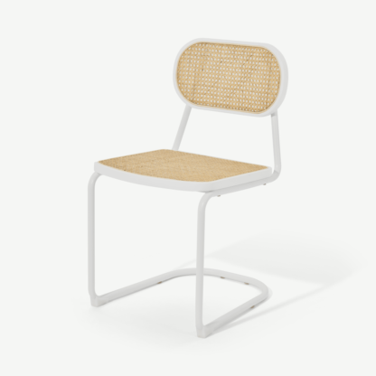 An Image of Leora Dining Chair, Cane & Ivory White