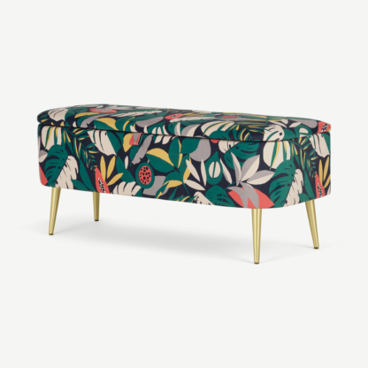 1f821c6053df93a070f53b8432c3cdc1c6cb9606a4454467e67c9e78471fd62f.png An Image of Abel Ottoman Storage Bench, Curator Floral Print & Brass Legs