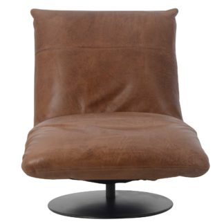 An Image of Timothy Oulton Bay Swivel Chair, Buff Burnished Nutmeg