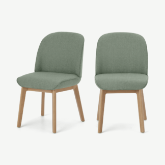 An Image of Erdee Set of 2 Dining Chairs, Grey Green Weave