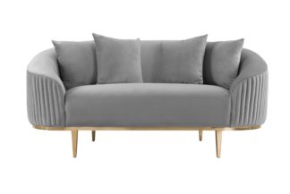 An Image of Ella Two Seat Sofa - Dove Grey- Brass Base