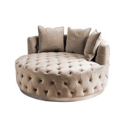 An Image of Frankfurt Loveseat - Taupe - Silver Base