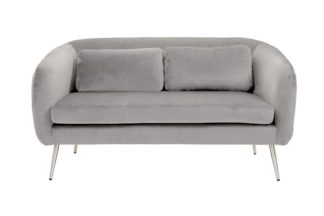 An Image of Roanna Two Seat Sofa - Dove Grey - Silver + Brass Legs