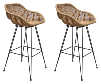 An Image of Bodan Pair of Metal Barstools - Natural