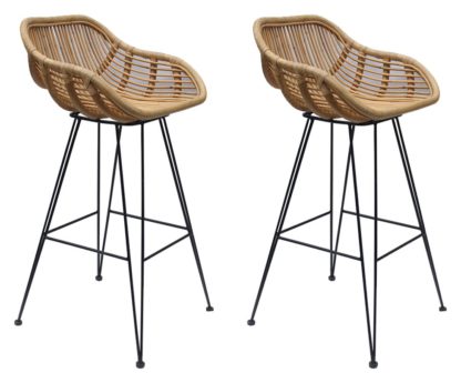 An Image of Bodan Pair of Metal Barstools - Natural