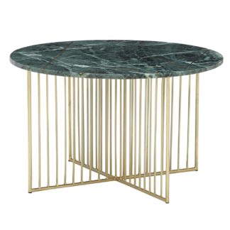 An Image of Lalit Coffee Table, Green Marble With Brass Leg