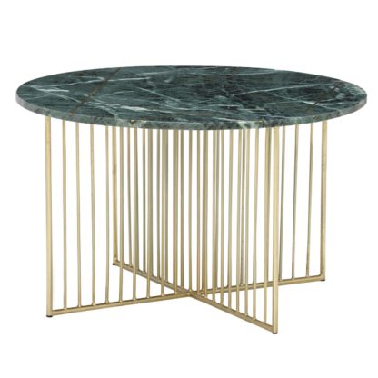 An Image of Lalit Coffee Table, Green Marble With Brass Leg