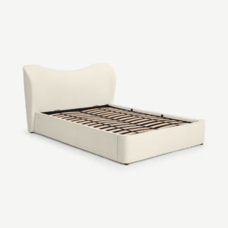 An Image of Kooper Double Bed with Ottoman Storage, Whitewash Boucle