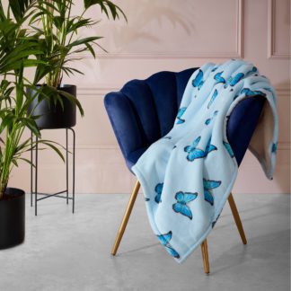 An Image of Skinny Dip Butterfly Blue Throw Blue