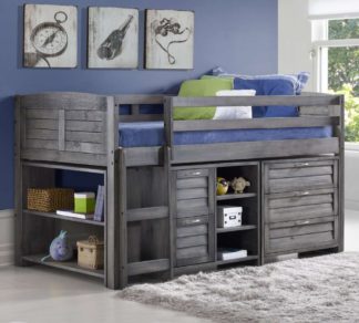 An Image of Cosy Grey Wooden Mid Sleeper Storage Bed with Left Ladder - 3ft Single