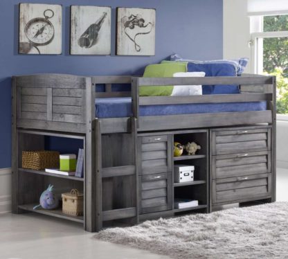 An Image of Cosy Grey Wooden Mid Sleeper Storage Bed with Right Ladder - 3ft Single
