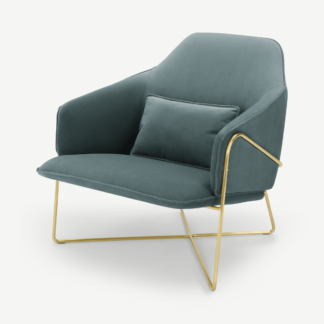 An Image of Stanley Accent Armchair, Marine Green Velvet