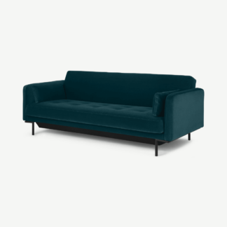 An Image of Harlow Sofa Bed with Storage, Steel Blue Velvet