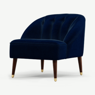 An Image of Margot Accent Armchair, Dark Navy Cotton Velvet