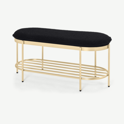 An Image of Minti Hallway Bench, Black Boucle & Brass