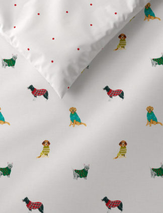 An Image of M&S Cotton Blend Dogs in Jumpers Bedding Set
