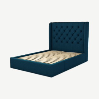 An Image of Romare Double Bed with Storage Drawers, Shetland Navy Wool