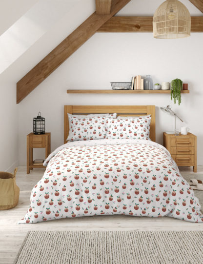 An Image of M&S Cotton Blend Christmas Pudding Bedding Set