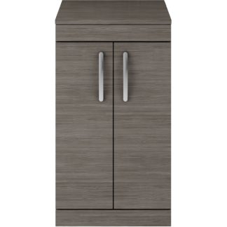 An Image of Balterley Rio 500mm Freestanding 2 Door Vanity With Worktop - Brown Grey Avola