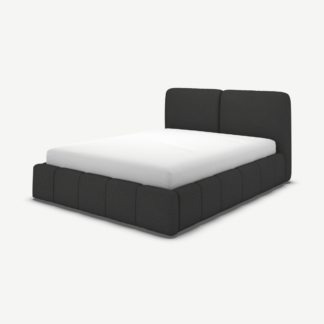 An Image of Maxmo Double Ottoman Storage Bed, Etna Grey Wool