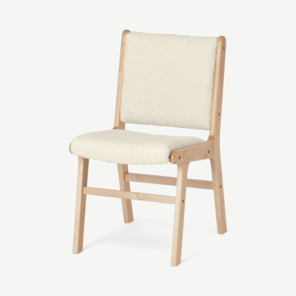 An Image of Rami Dining Chair, Faux Sheepskin & Natural