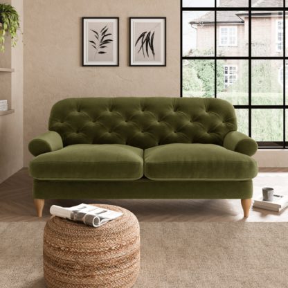 An Image of Canterbury Luxury Velvet 2 Seater Sofa Luxury Velvet Black