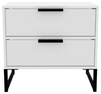 An Image of Messina 2 Drawer Bedside Table - White