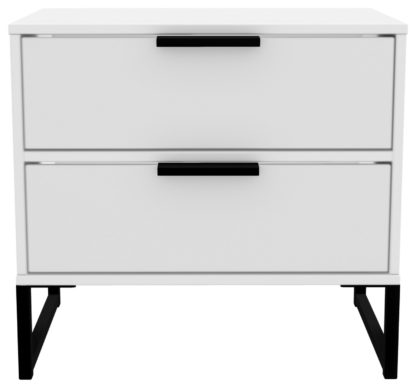 An Image of Messina 2 Drawer Bedside Table - White