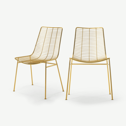 An Image of Set of 2 Marvel Dining Chairs, Brass