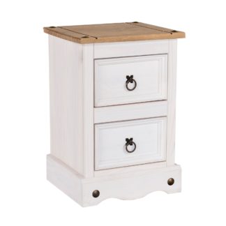 An Image of Corona 2 Drawer Petite White Bedside Cabinet White