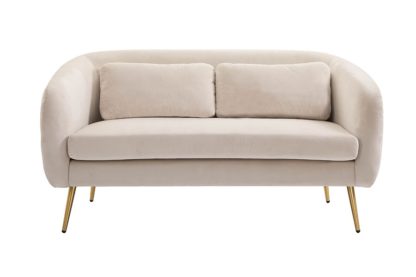 An Image of Roanna Two Seat Sofa - Chalk - Silver + Brass Legs
