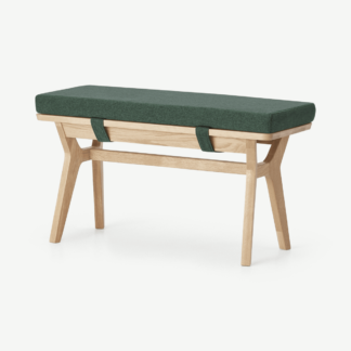 An Image of Jenson End-of-Table Dining Bench, Bay Green & Oak