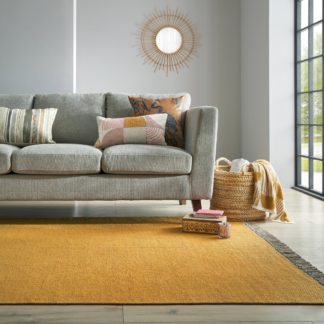 An Image of Reversible Cotton Rug Yellow and Grey