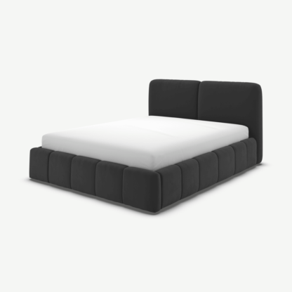 2c26a1c6977e3cd16575b2b325724eeea7e33b36289428c7ff278fe9284d80fe.png An Image of Maxmo Super King Size Bed with Storage Drawers, Ashen Grey Cotton Velvet