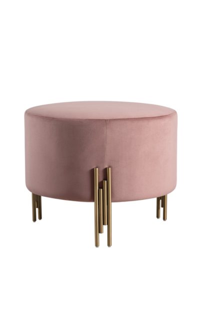 An Image of Rubell Large Stool Blush Pink Brass base