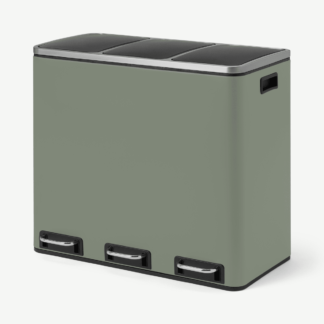 An Image of Colter 54L, Soft Close Triple Recycling Pedal Bin, x3 18L, Sage Green